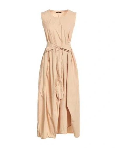 High Use Woman Midi Dress Sand Size 4 Cotton In Neutral