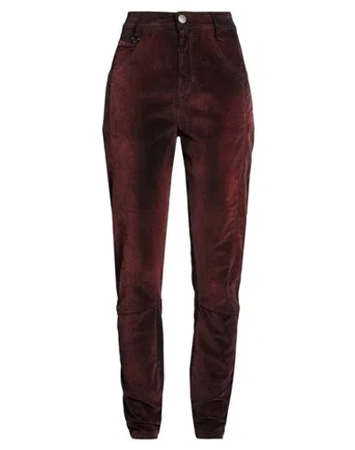 High Use Woman Pants Brick Size 12 Cotton, Modal, Elastane In Burgundy