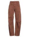 High Use Woman Pants Brown Size 10 Cotton, Elastane