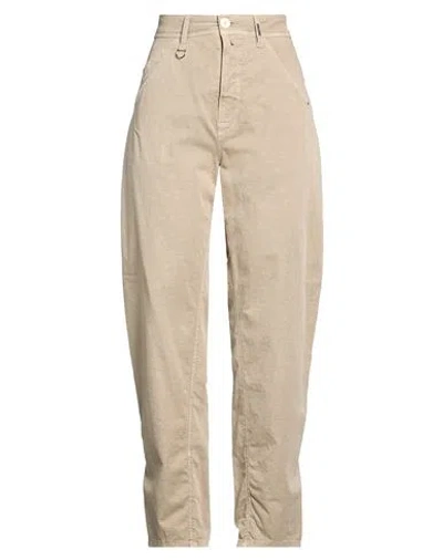 High Use Woman Pants Sand Size 12 Cotton, Linen, Elastane In Neutral
