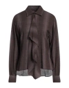 High Use Woman Shirt Chocolate Brown Size 12 Viscose, Cotton, Virgin Wool
