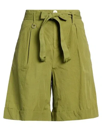 High Use Woman Shorts & Bermuda Shorts Military Green Size 4 Cotton