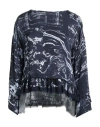 High Use Woman Top Navy Size 12 Rayon In Blue