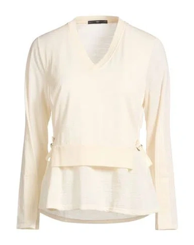 High Use Woman T-shirt Cream Size L Wool In White