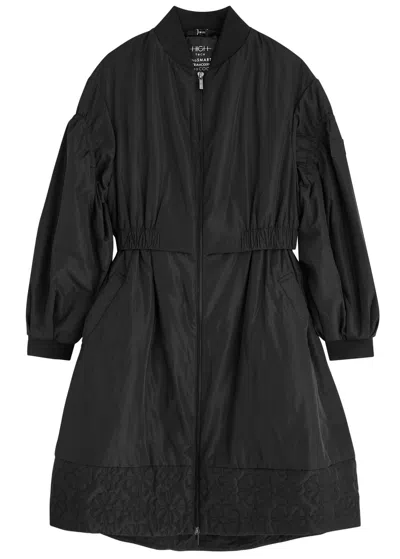 High Willing Floral-embroidered Shell Parka In Black