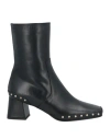 High Woman Ankle Boots Black Size 7 Leather In Black