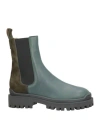 High Woman Ankle Boots Dark Green Size 6 Soft Leather In Green