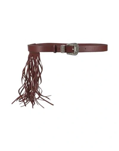 High Woman Belt Brown Size 38 Leather In Burgundy