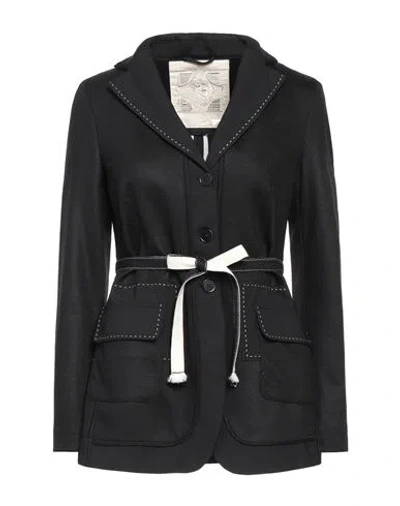 High Woman Blazer Black Size 12 Virgin Wool, Nylon, Elastane