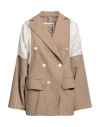 High Woman Blazer Camel Size 10 Wool, Elastane In Beige