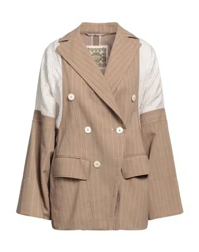 High Woman Blazer Camel Size 10 Wool, Elastane In Beige