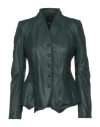 High Woman Blazer Dark Green Size 8 Soft Leather In Green