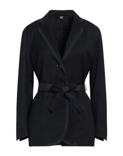 High Woman Blazer Navy Size 10 Polyester, Rayon, Elastane In Navy Blue