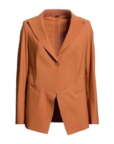 High Woman Blazer Tan Size 12 Nylon, Elastane In Brown