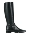High Woman Boot Black Size 8 Leather In Black