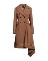 HIGH HIGH WOMAN COAT CAMEL SIZE 12 POLYESTER, VIRGIN WOOL, ELASTANE, RAYON, COTTON