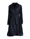 High Woman Coat Navy Size 10 Polyester, Rayon, Elastane In Navy Blue