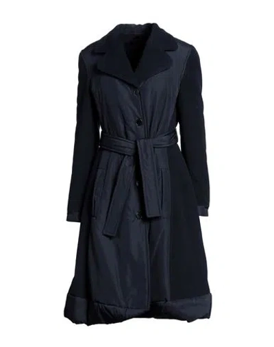 High Woman Coat Navy Size 10 Polyester, Rayon, Elastane In Navy Blue