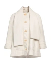High Woman Coat Off White Size L Virgin Wool, Hemp, Nylon, Cotton