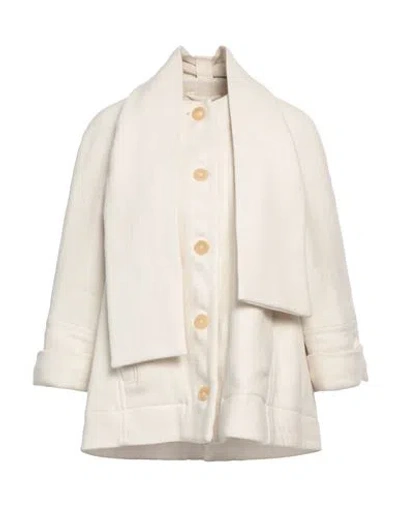 High Woman Coat Off White Size L Virgin Wool, Hemp, Nylon, Cotton