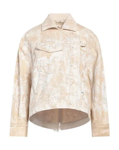 High Woman Denim Outerwear Beige Size 12 Cotton