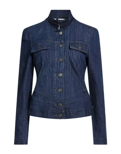 High Woman Denim Outerwear Blue Size 10 Cotton, Elastane