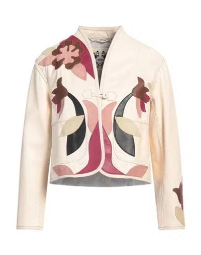 High Woman Jacket Beige Size 10 Leather