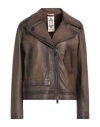 HIGH HIGH WOMAN JACKET BROWN SIZE 10 LEATHER