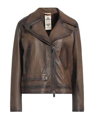 High Woman Jacket Brown Size 10 Leather