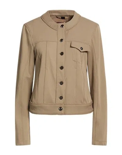 High Woman Jacket Khaki Size 8 Nylon, Elastane In Brown
