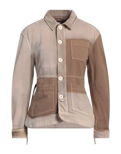 High Woman Jacket Sand Size 16 Cotton In Beige