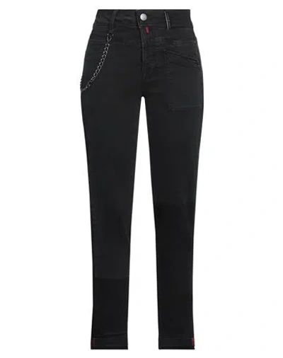 High Woman Jeans Black Size 10 Cotton, Elastane