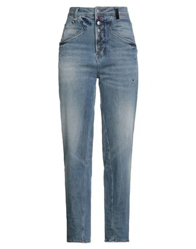 High Woman Jeans Blue Size 10 Cotton, Elastane