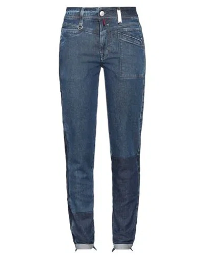 High Woman Jeans Blue Size 8 Cotton, Elastane