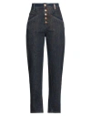 High Woman Jeans Blue Size 10 Cotton, Elastane In Blue