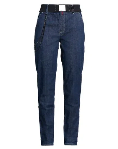High Woman Jeans Blue Size 2 Cotton, Elastane