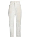 High Woman Jeans Off White Size 12 Cotton, Linen In Off White