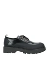 High Woman Lace-up Shoes Black Size 8 Leather, Rubber