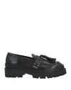 High Woman Loafers Black Size 6 Soft Leather In Black