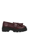 High Woman Loafers Burgundy Size 7 Soft Leather In Red