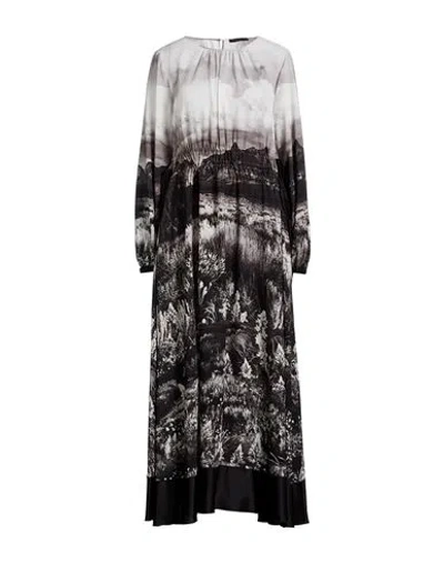 High Woman Maxi Dress Grey Size 8 Polyester, Elastane In Multi