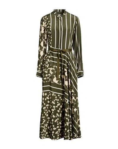 High Woman Maxi Dress Military Green Size 12 Silk