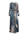 High Woman Maxi Dress Slate Blue Size 10 Polyester In Blue