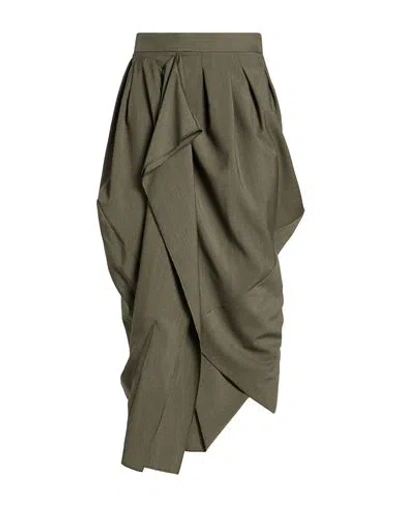 High Woman Maxi Skirt Military Green Size 4 Virgin Wool