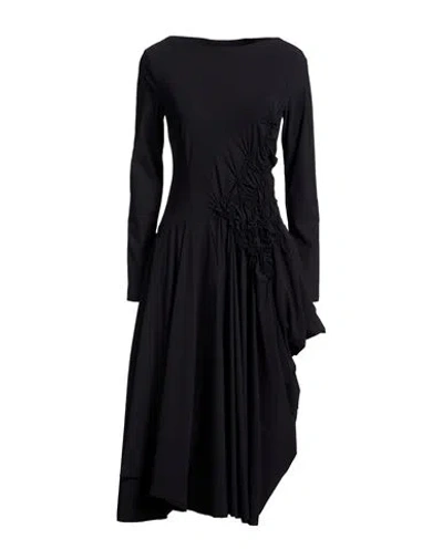 High Woman Midi Dress Black Size 8 Nylon, Elastane