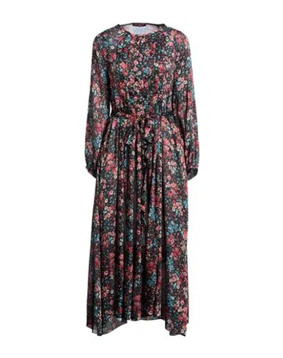 High Woman Midi Dress Black Size 8 Polyester