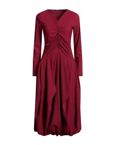 High Woman Midi Dress Brick Size 12 Nylon, Elastane In Red
