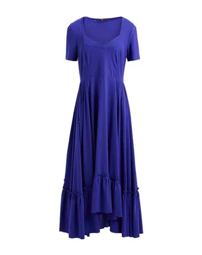 High Woman Midi Dress Bright Blue Size 12 Nylon, Elastane