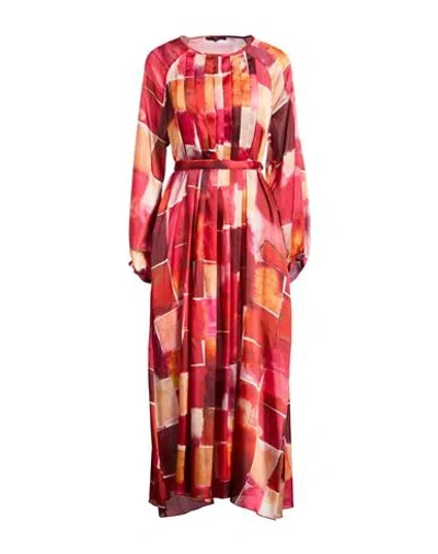 High Woman Midi Dress Burgundy Size 12 Polyester In Red