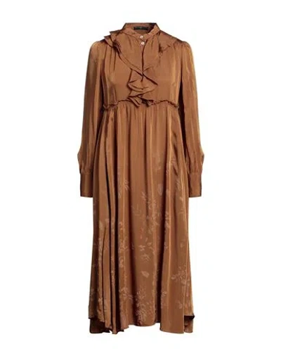 High Woman Midi Dress Camel Size 10 Rayon, Cupro In Beige